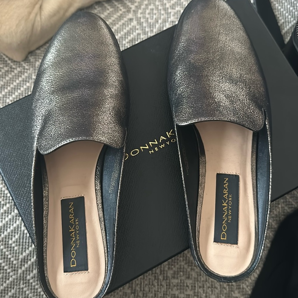 Donna Karan Mott leather Bronze mule